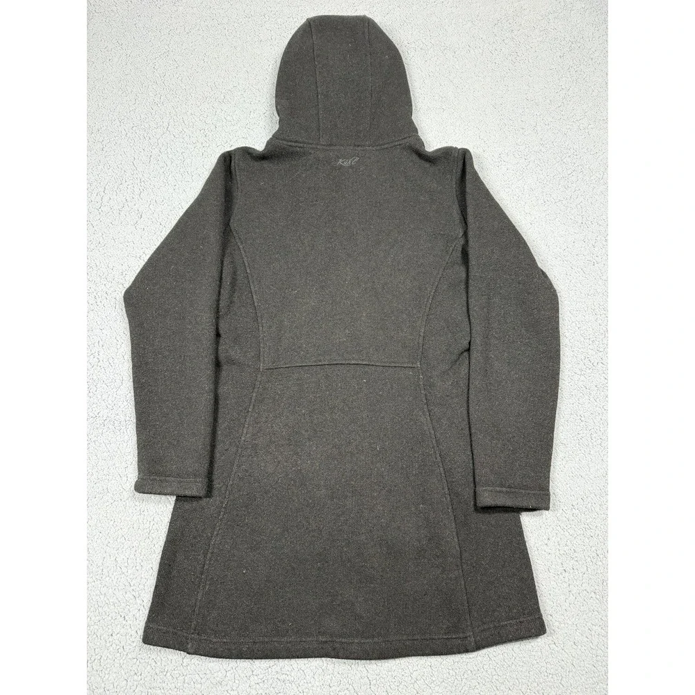 Kuhl Coat Womens Small Black Hooded Knit Snap Front Fleece Lined Parka‎ Casual